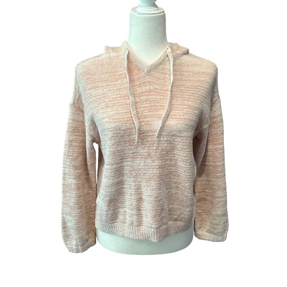 Cozy Pink Striped Hoodie Sweater Medium By Soma Weekend